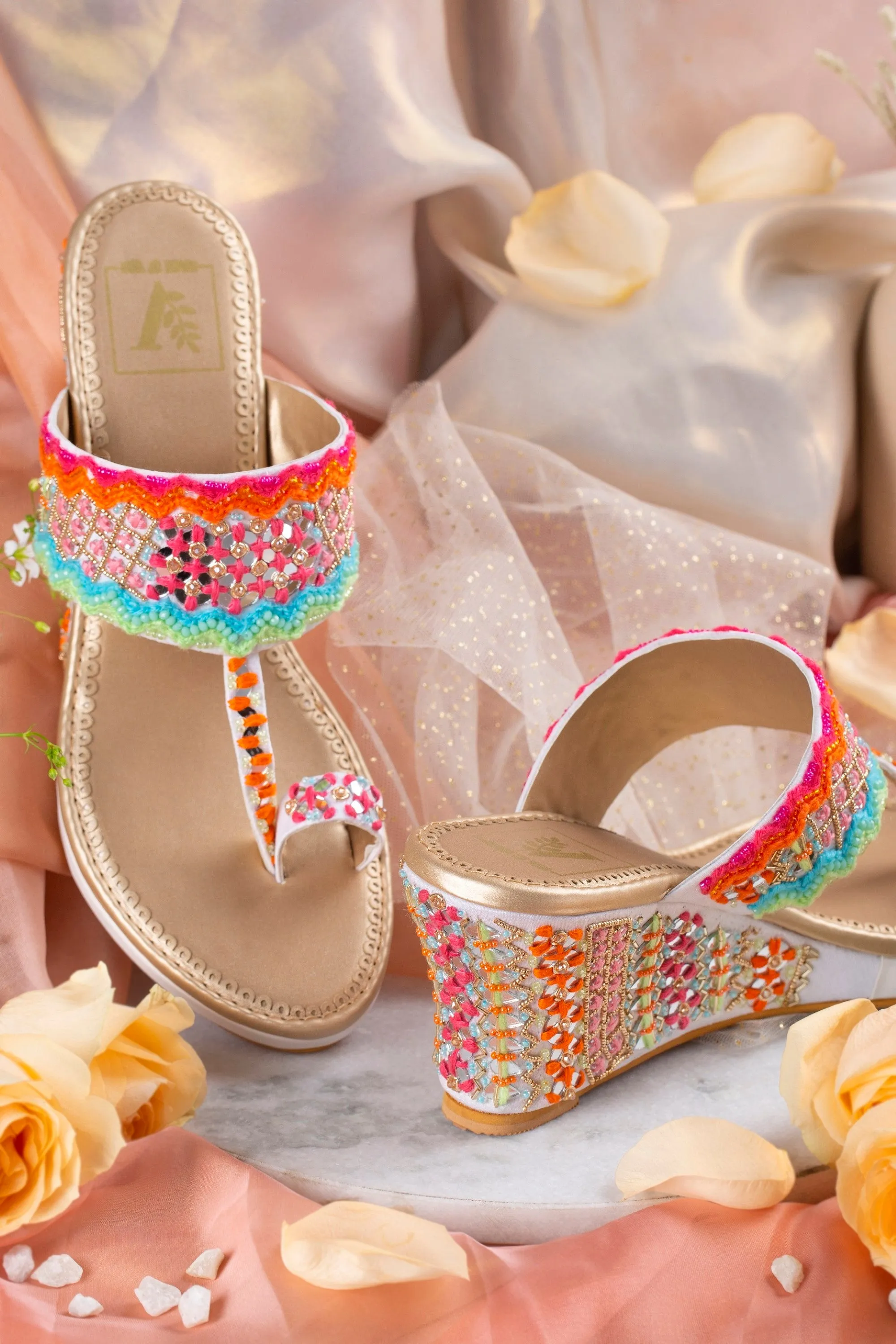 Rangeela Wedges & Handbag Combo