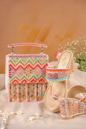 Rangeela Wedges & Handbag Combo