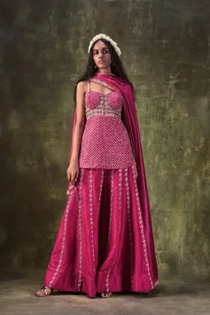 Rani Pink Kurti With Sharara & Dupatta