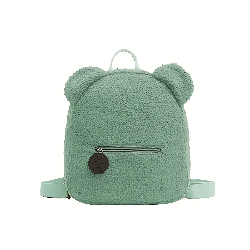 realaiot  Fashion Cute Fuzzy Backpack, Kawaii Cartoon Bear Design Backpack For School And Travel (11.02*10.63*5.12) Inch