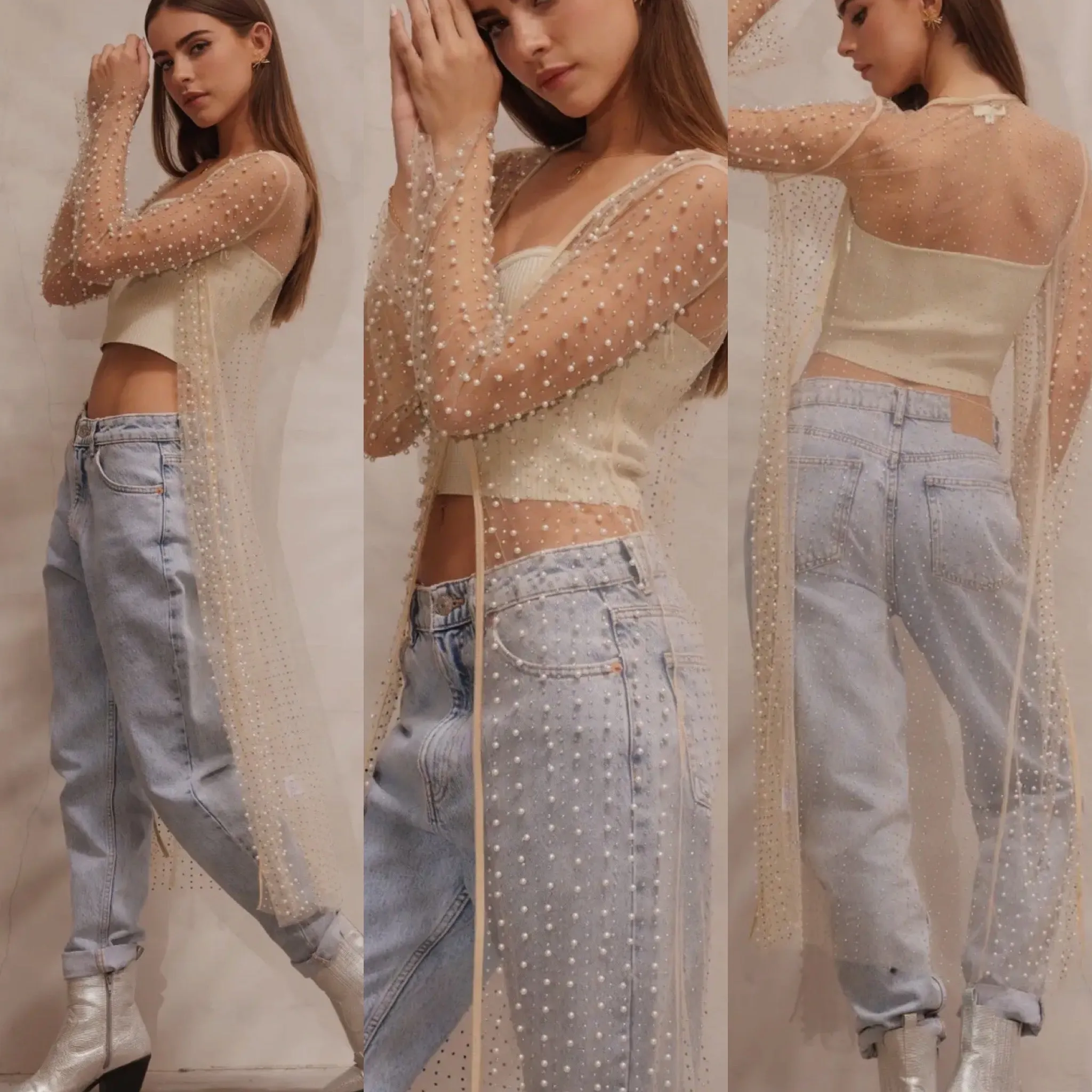 Rhinestone & Pearl Sheer Duster
