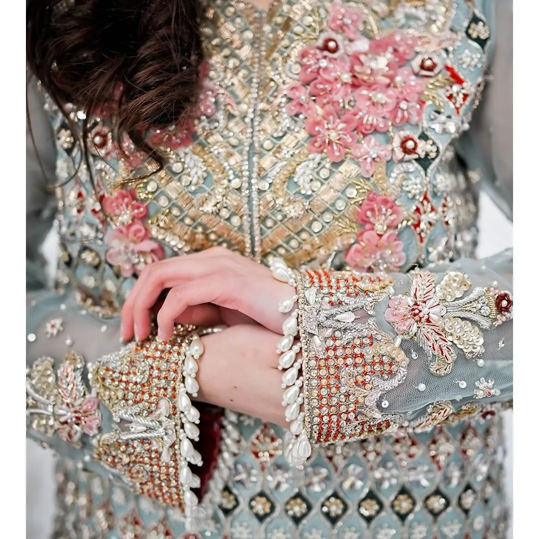 Royal Gharara Kameez Mint Green Pakistani Dress #BS898