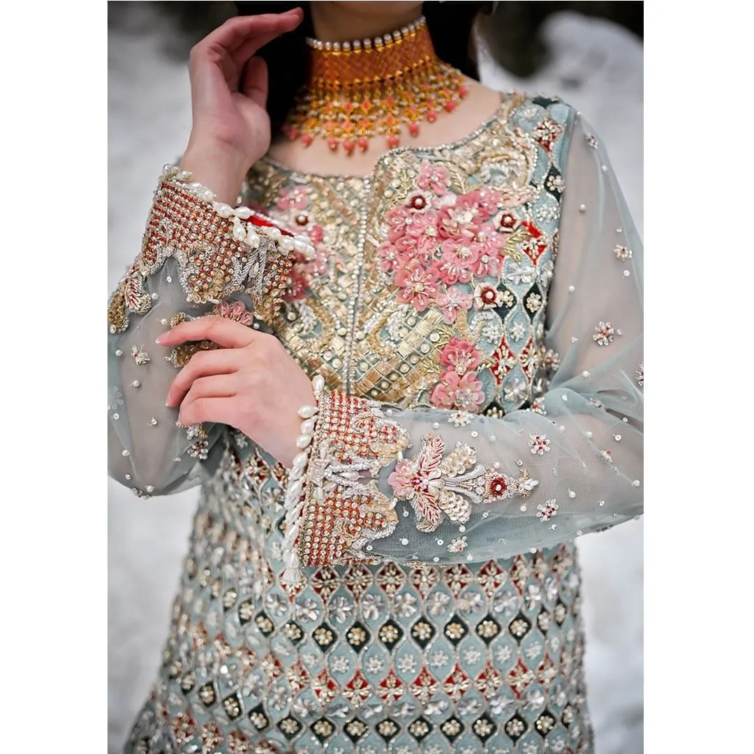 Royal Gharara Kameez Mint Green Pakistani Dress #BS898