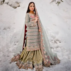 Royal Gharara Kameez Mint Green Pakistani Dress #BS898