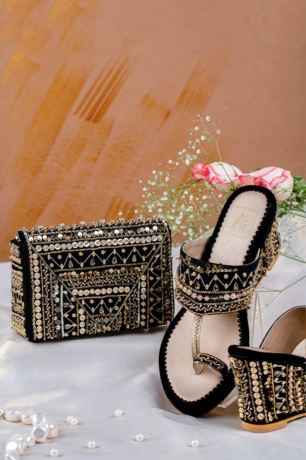 Ruhaaniyat Wedges & Handbag Combo