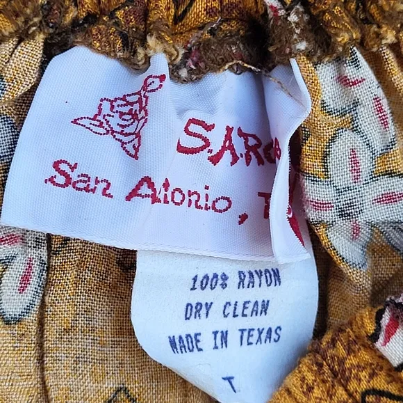 SA Rose Vintage 90s Maxi Tiered Broom Skirt Set Large Red, Gold, Brown