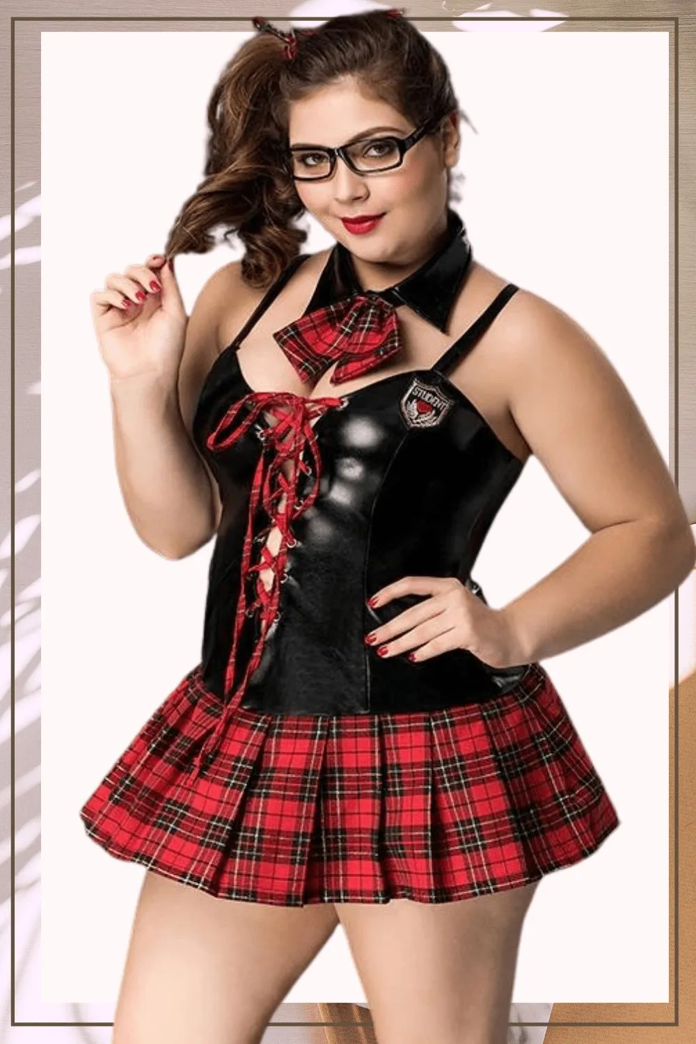 School Girl Plus Size Latex Dress Costume - Elegant & Playful