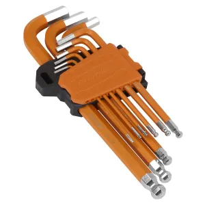Sealey Premier Hex Key Set Long Ball-End 9pc - Imperial