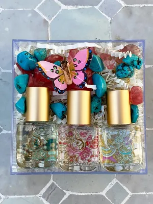 Secret Garden FLORAL Gift Set ~ Rose Quartz, Turquoise, and Sage 1/4 oz Organic Perfume Oil Extract Roll-Ons by Sage