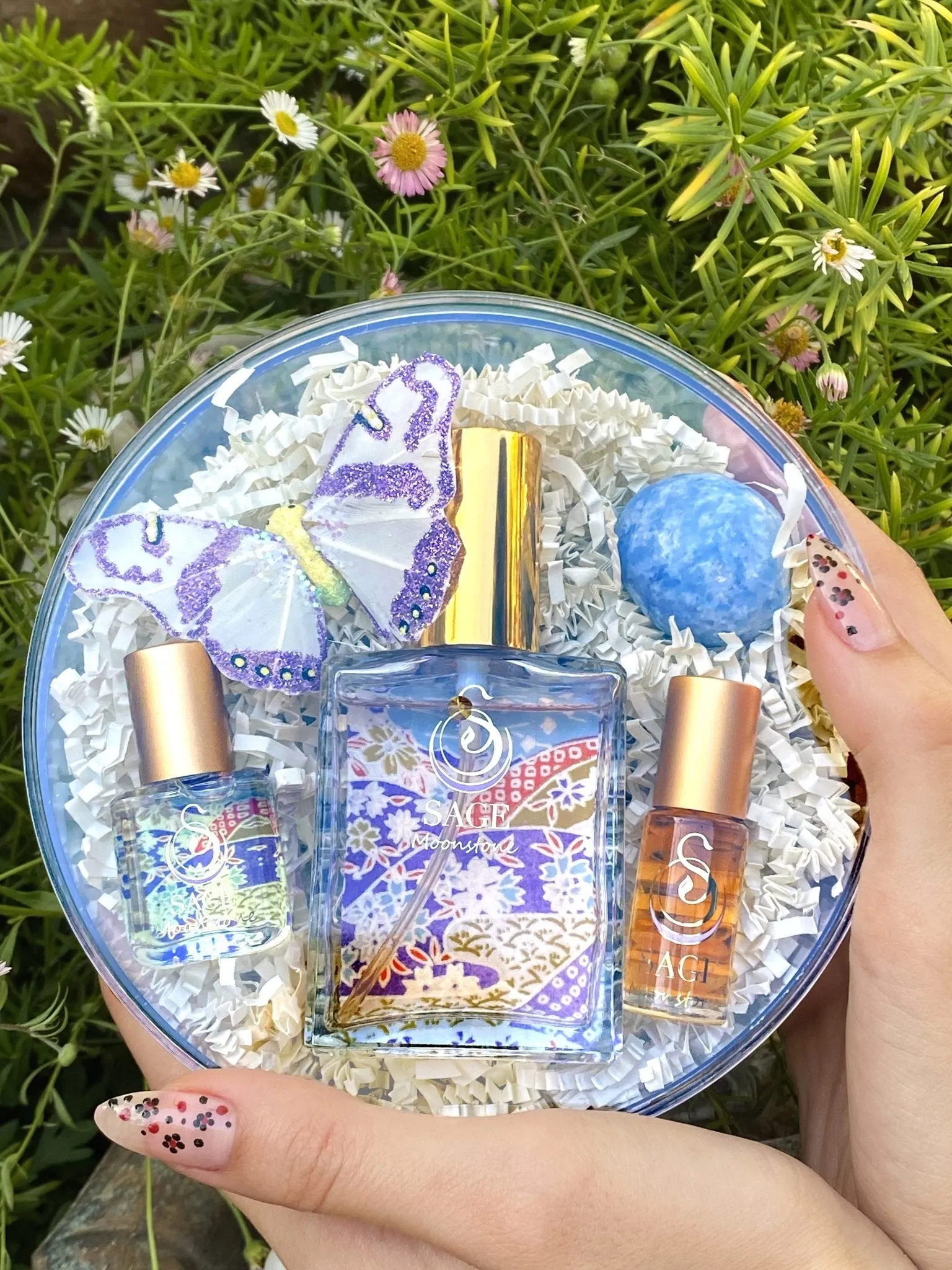Secret Garden OBSESSSION Gift Set ~ 1/8 oz Perfume Oil Concentrate Roll-On, 2 oz Organic Eau de Toilette, and 1/4 Organic Perfume Oil Extract Roll-On with Gemstone