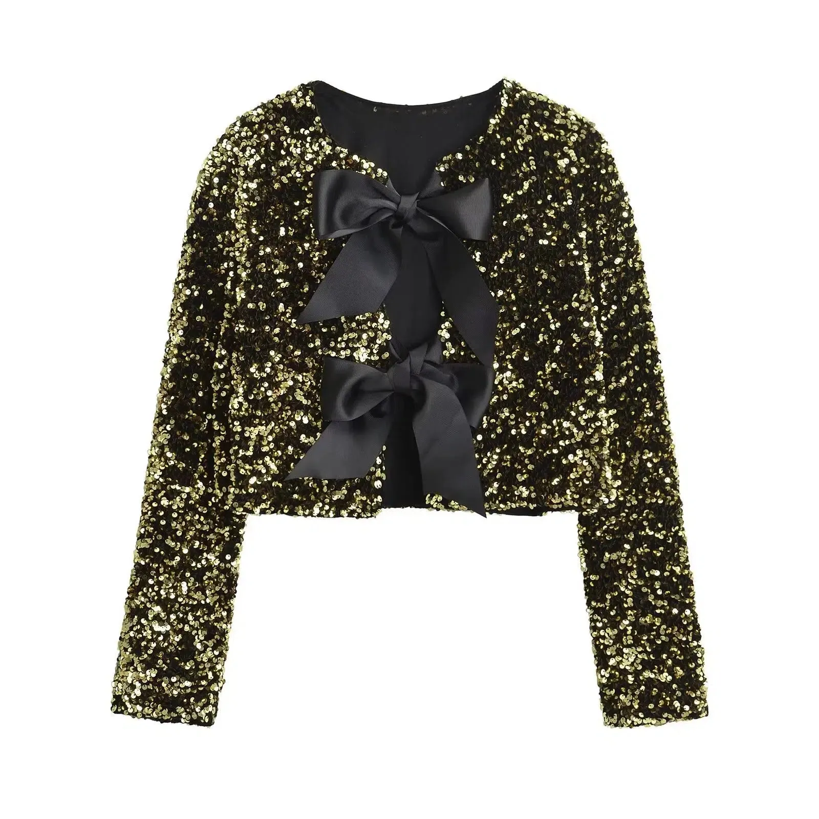 Sequin Bow Embellished Coat