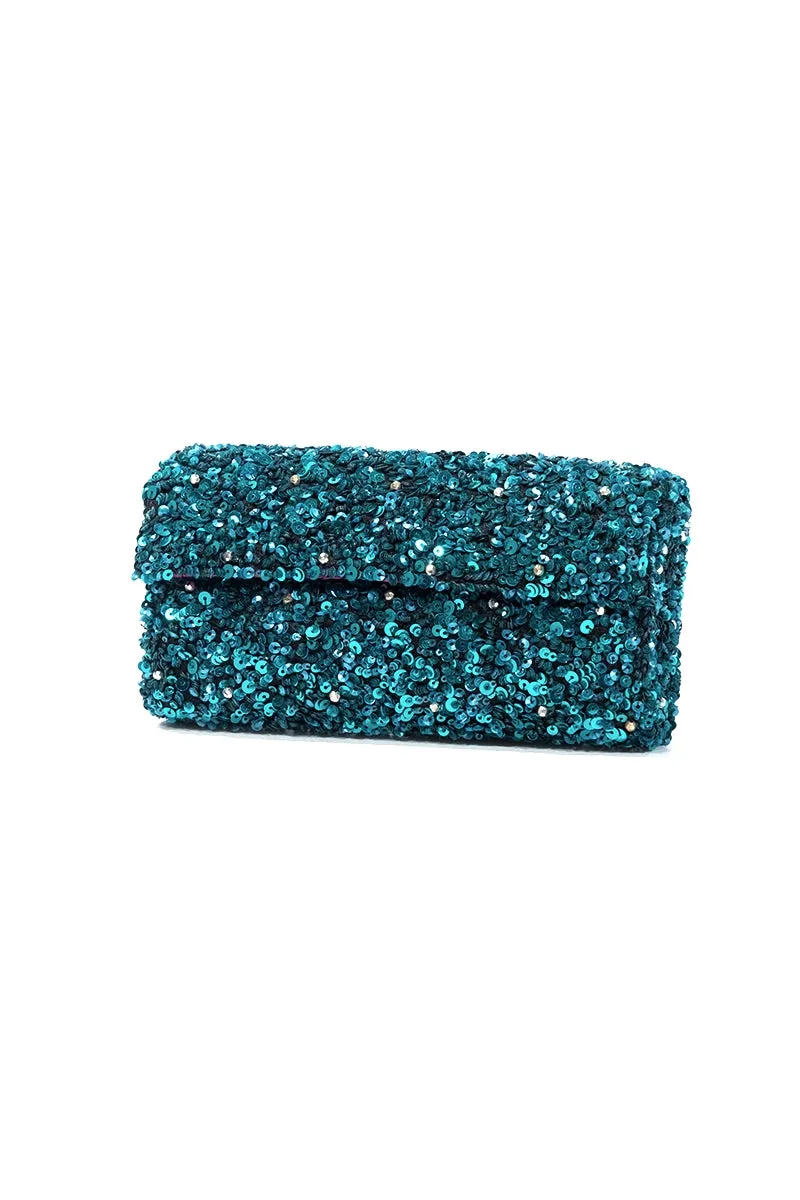 Sequin Embellished Crossbody Clutch