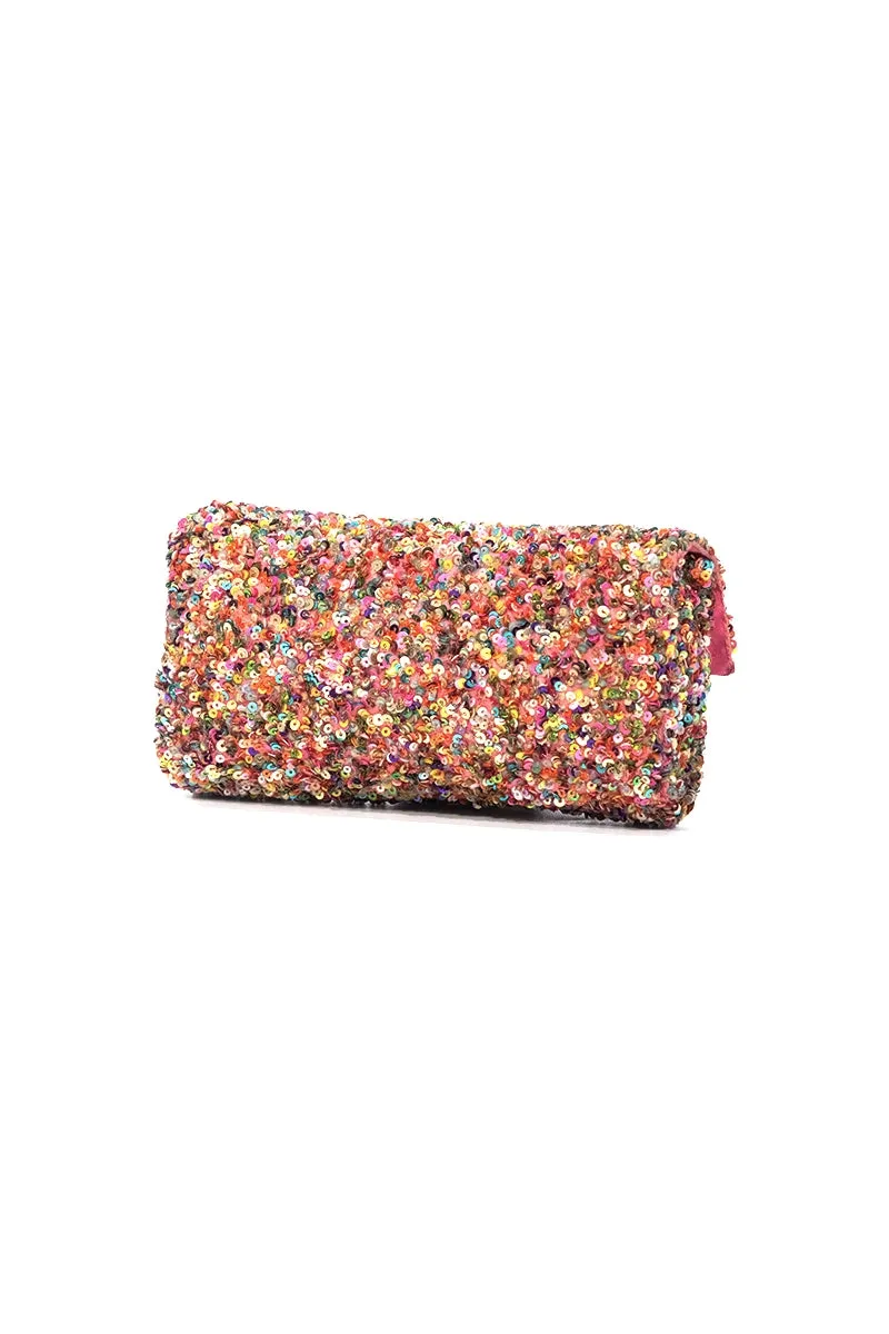 Sequin Embellished Crossbody Clutch