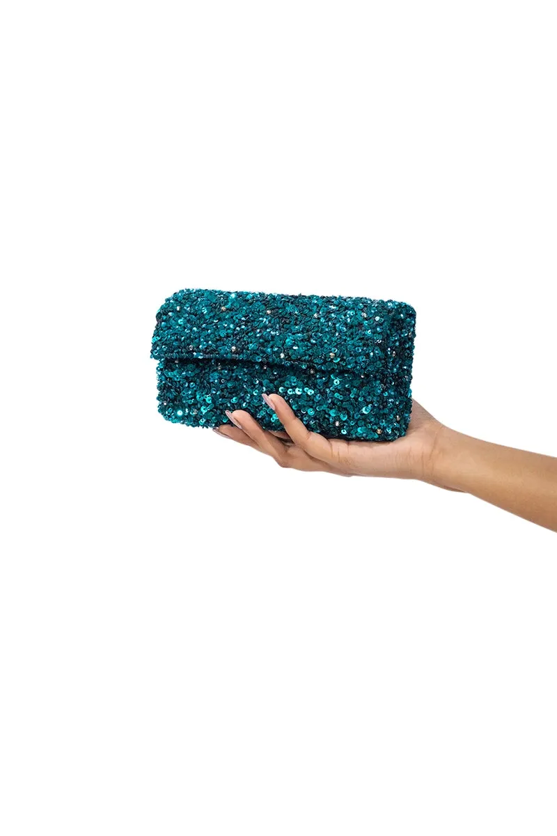 Sequin Embellished Crossbody Clutch
