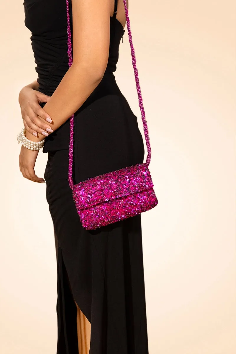 Sequin Embellished Crossbody Clutch