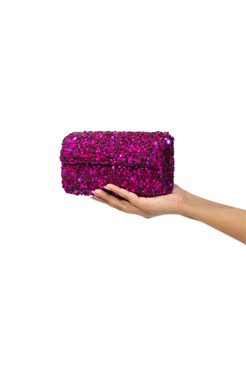 Sequin Embellished Crossbody Clutch
