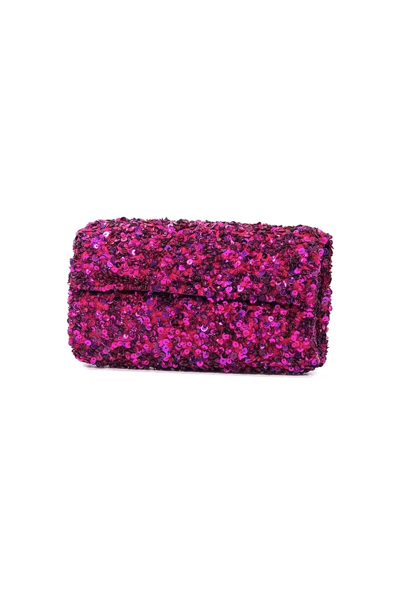 Sequin Embellished Crossbody Clutch