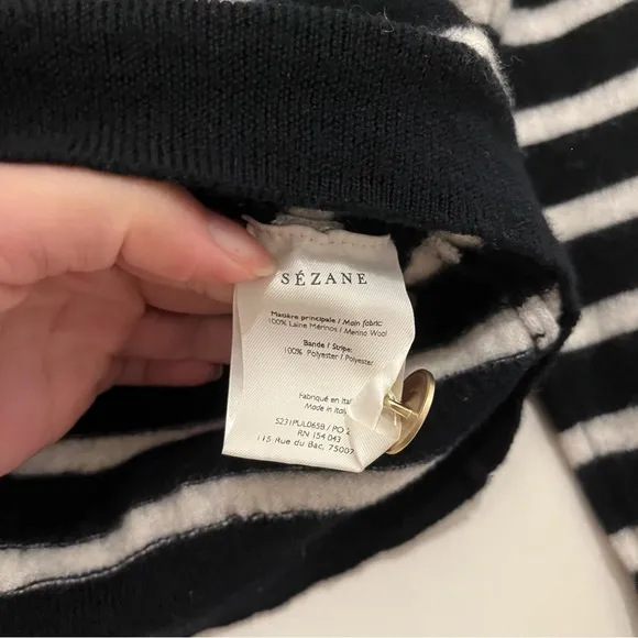 Sezane &quot;Jacob&quot; Jumper Navy/Ecru - Size XS SHRUNKEN