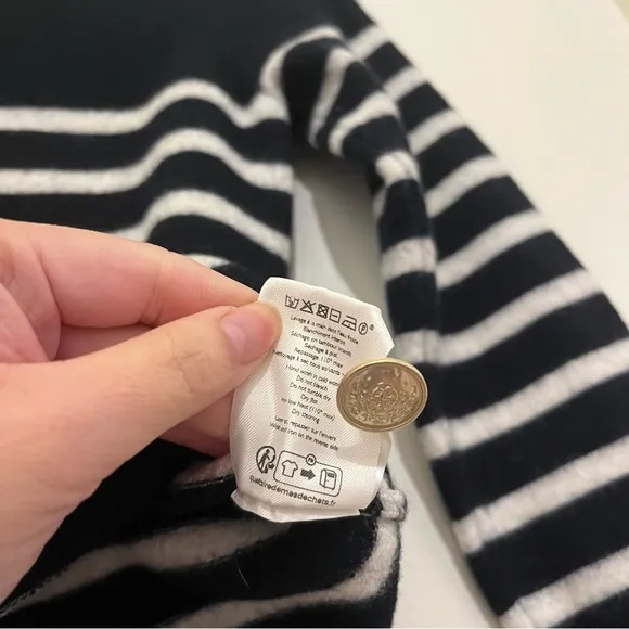 Sezane &quot;Jacob&quot; Jumper Navy/Ecru - Size XS SHRUNKEN