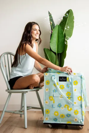 Simply Southern Rolling Tote Bag in Teal Flower | 0124-BAG-ROLLTOTE-FLWR