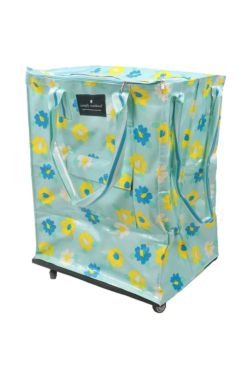 Simply Southern Rolling Tote Bag in Teal Flower | 0124-BAG-ROLLTOTE-FLWR
