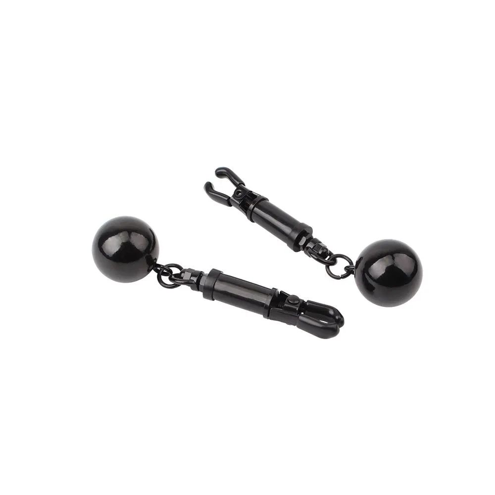 Sins Inquisition - Playful Tepelklemmen Met Gewichten- Zwart