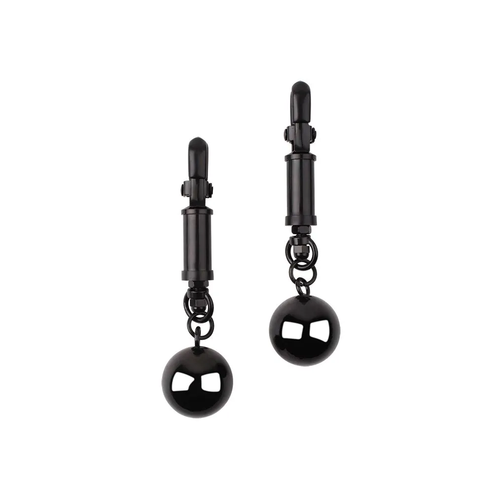 Sins Inquisition - Playful Tepelklemmen Met Gewichten- Zwart