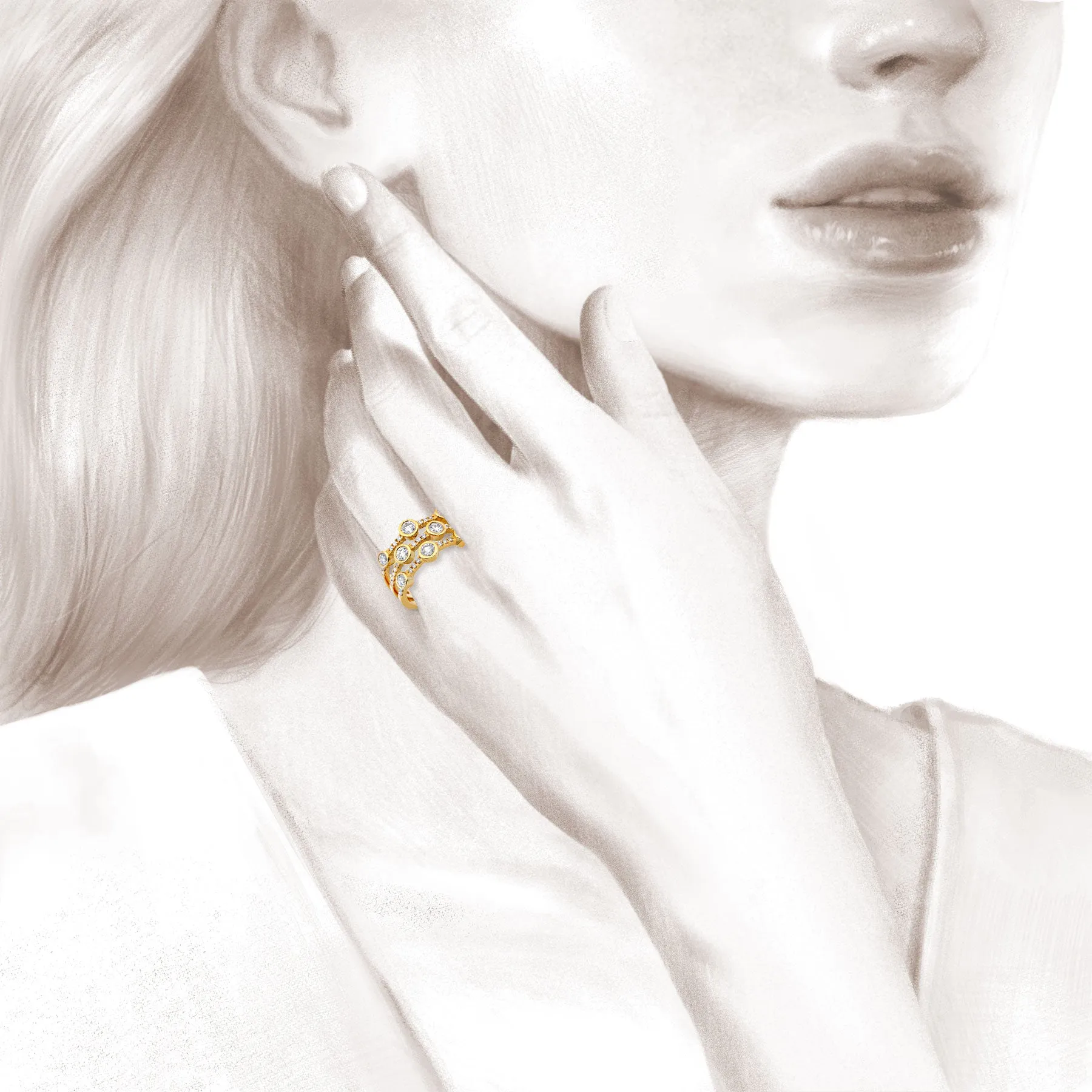 Solaire Circe Triple Diamond Ring