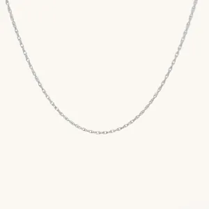 SOLID 14K WHITE GOLD 16" ROPE CHAIN