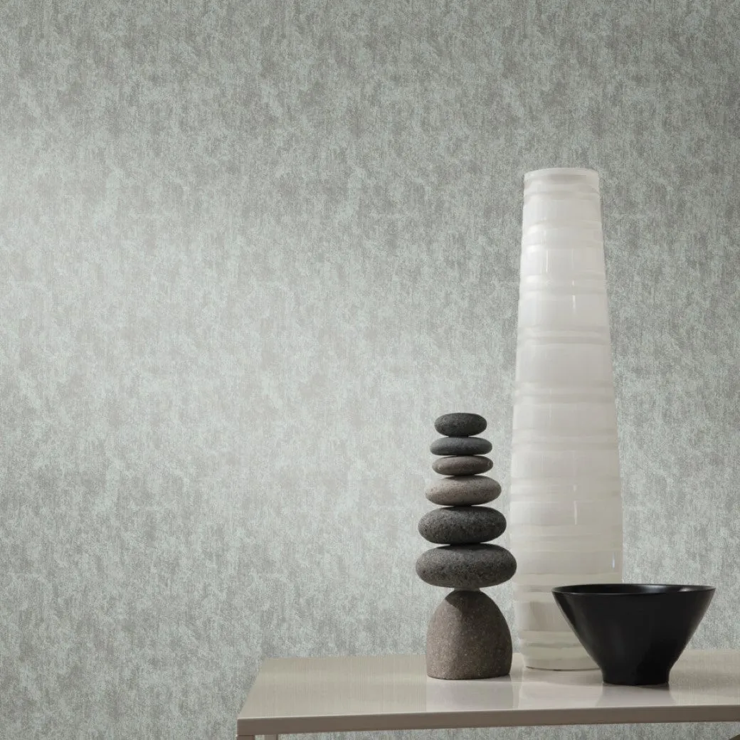 Spa & Silver Shimmering Patina Wallpaper (57 SqFt)