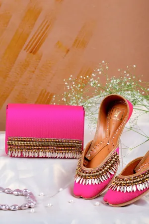 Spider Lily Juttis & Handbag Combo