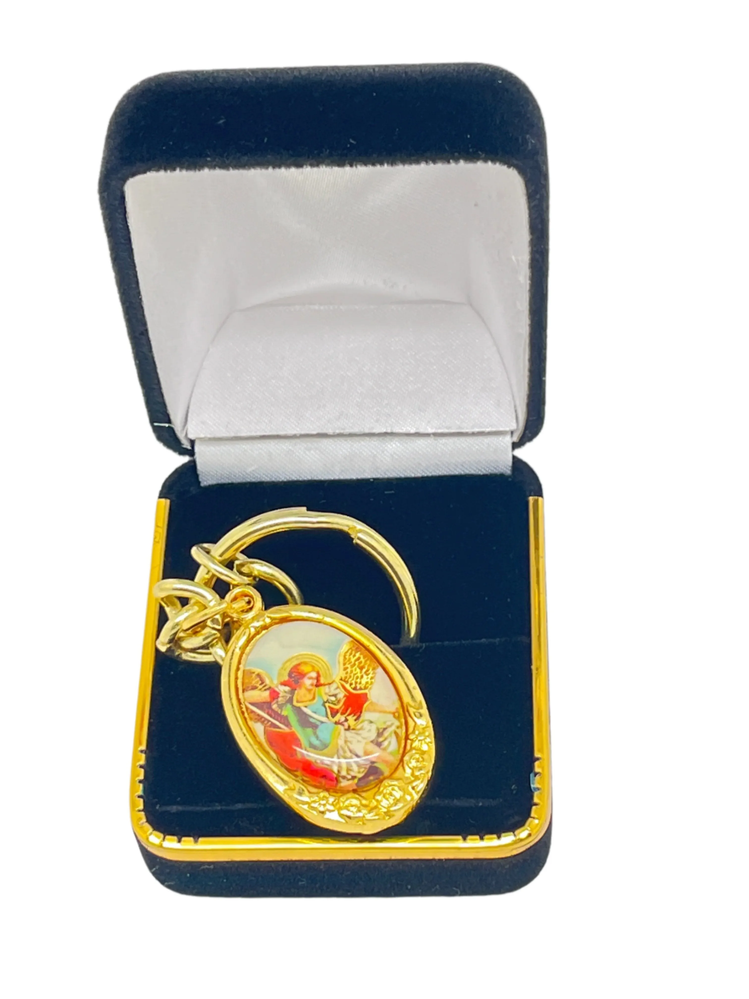 St. Michael the Archangel Key Chain with Velvet Box