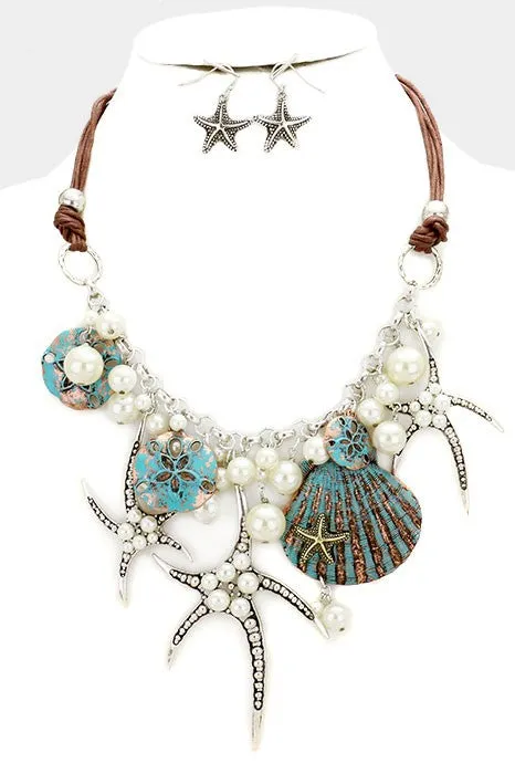 Starfish Teal Embellished Necklace