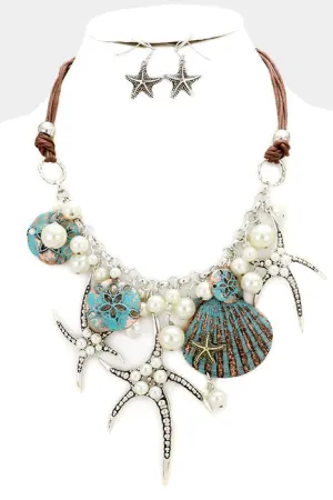 Starfish Teal Embellished Necklace