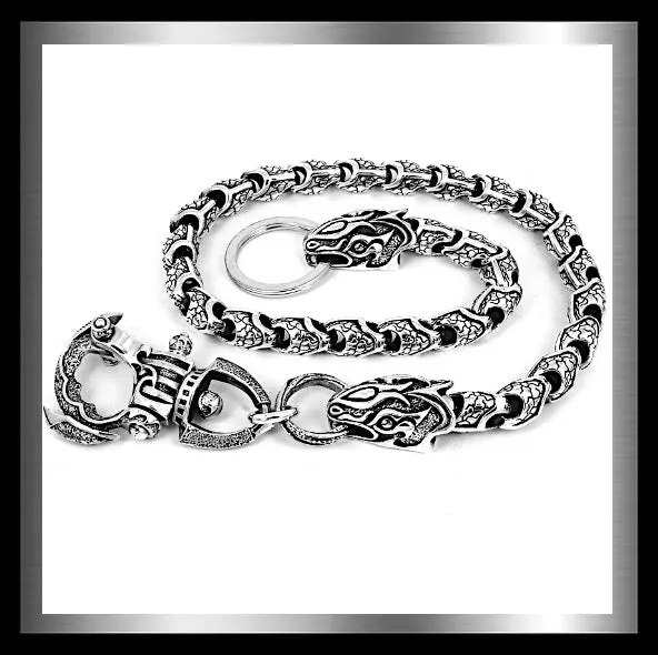 Sterling Silver Heavy Biker Wallet Chain Custom Python Design
