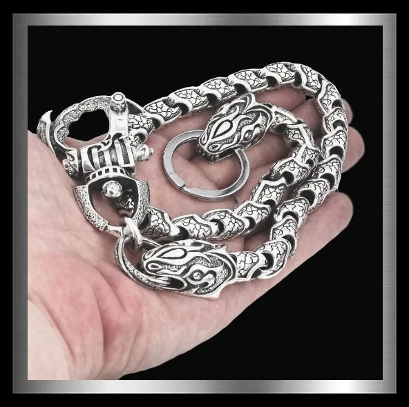 Sterling Silver Heavy Biker Wallet Chain Custom Python Design