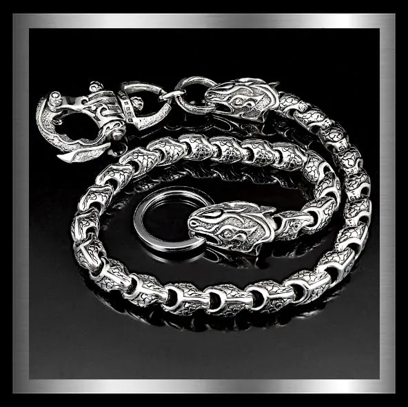 Sterling Silver Heavy Biker Wallet Chain Custom Python Design