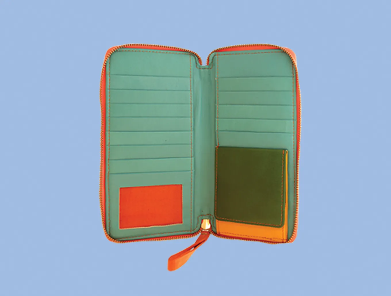 Striped Leather Clutch Wallet