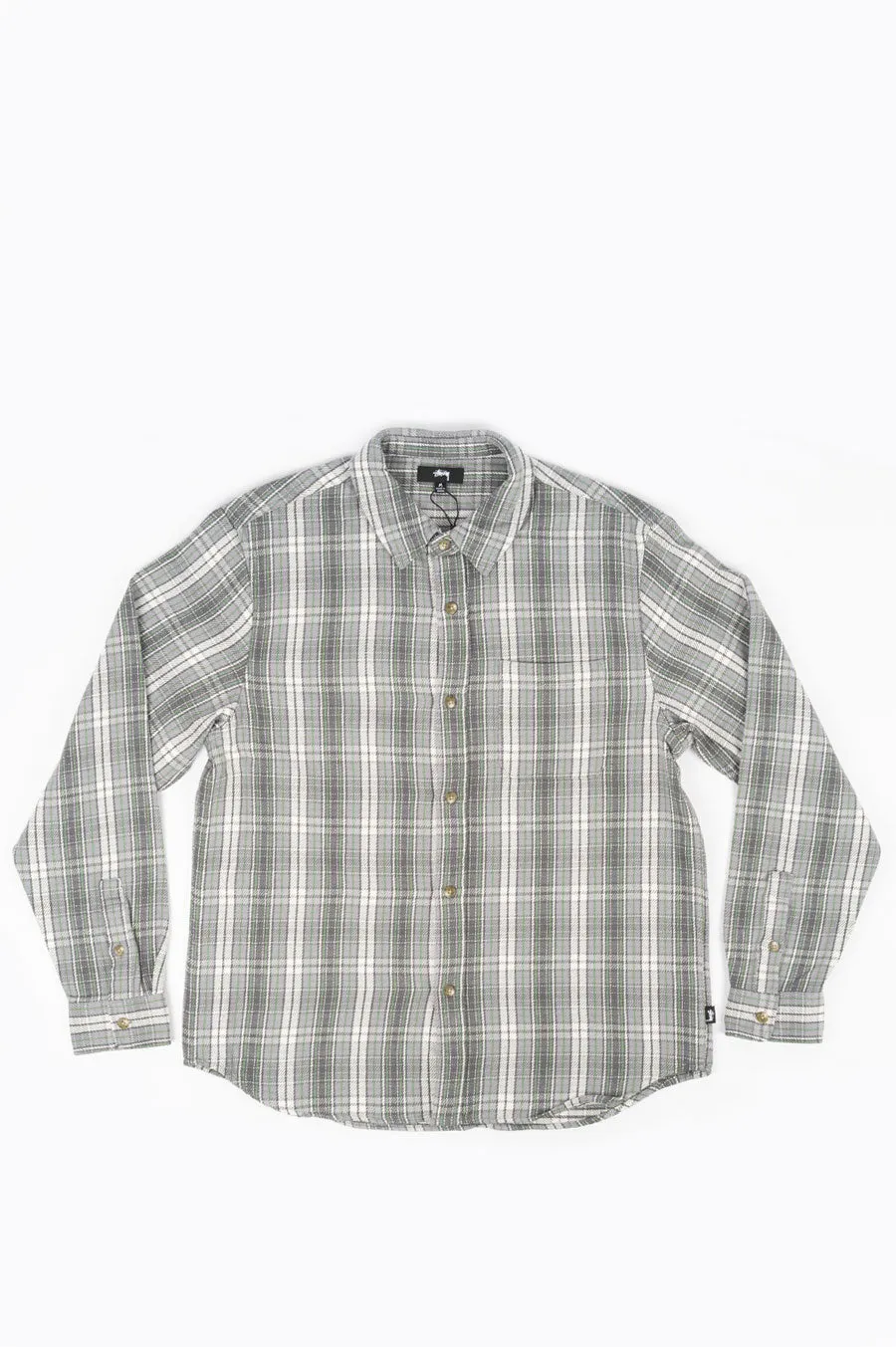 STUSSY BEACH PLAID SHIRT CHARCOAL