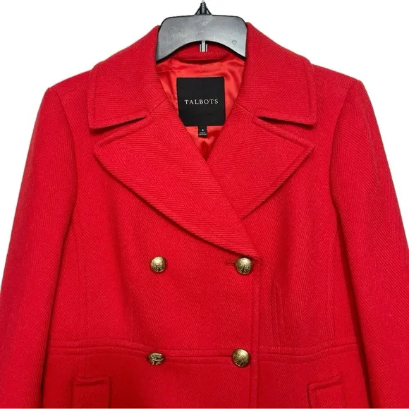 TALBOTS Double-Breasted Peacoat in Red Size 4
