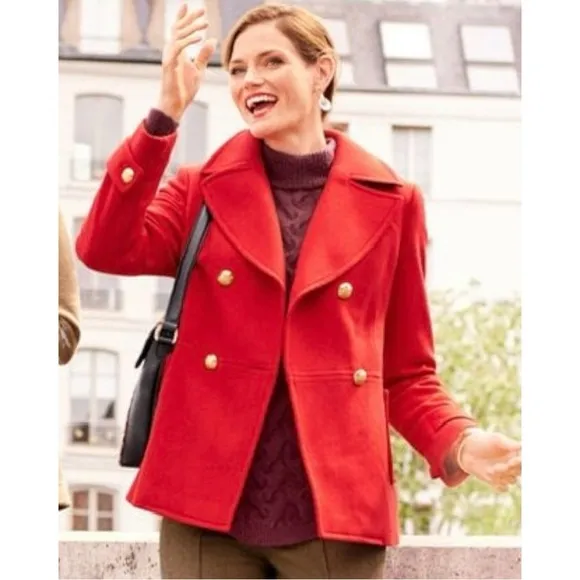 TALBOTS Double-Breasted Peacoat in Red Size 4