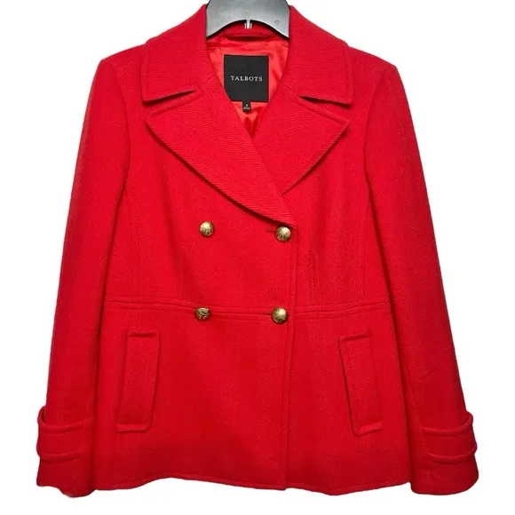 TALBOTS Double-Breasted Peacoat in Red Size 4