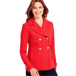 TALBOTS Double-Breasted Peacoat in Red Size 4
