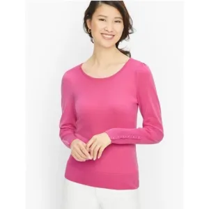 TALBOTS | Pure Merino Puff Sleeve Sweater Button Detail Sleeves