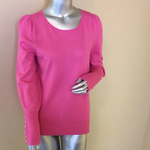 TALBOTS | Pure Merino Puff Sleeve Sweater Button Detail Sleeves