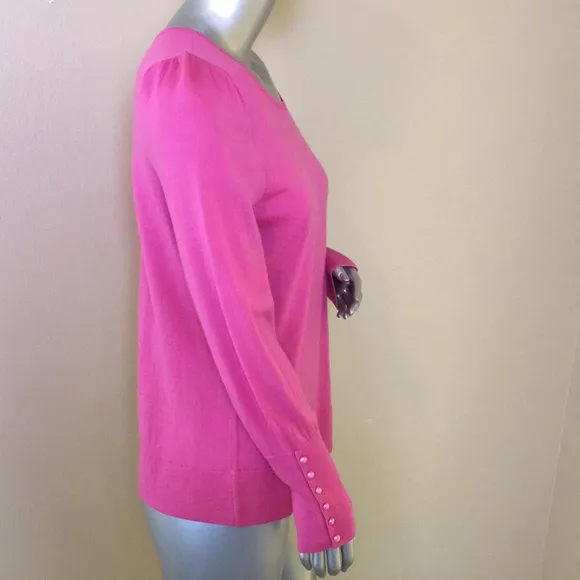 TALBOTS | Pure Merino Puff Sleeve Sweater Button Detail Sleeves