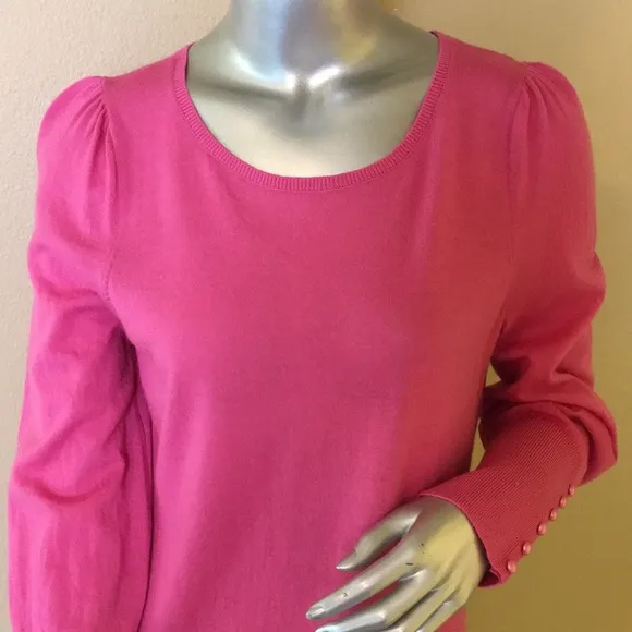 TALBOTS | Pure Merino Puff Sleeve Sweater Button Detail Sleeves