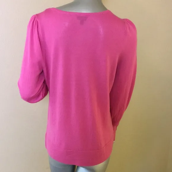 TALBOTS | Pure Merino Puff Sleeve Sweater Button Detail Sleeves