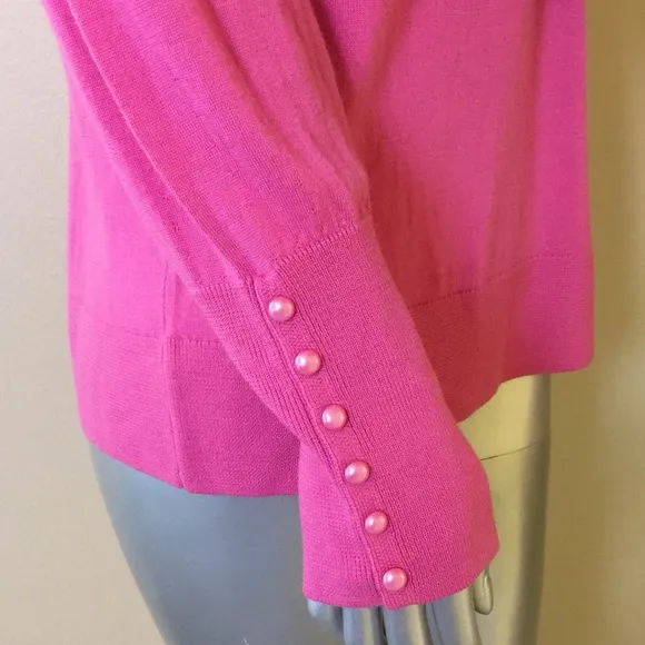 TALBOTS | Pure Merino Puff Sleeve Sweater Button Detail Sleeves