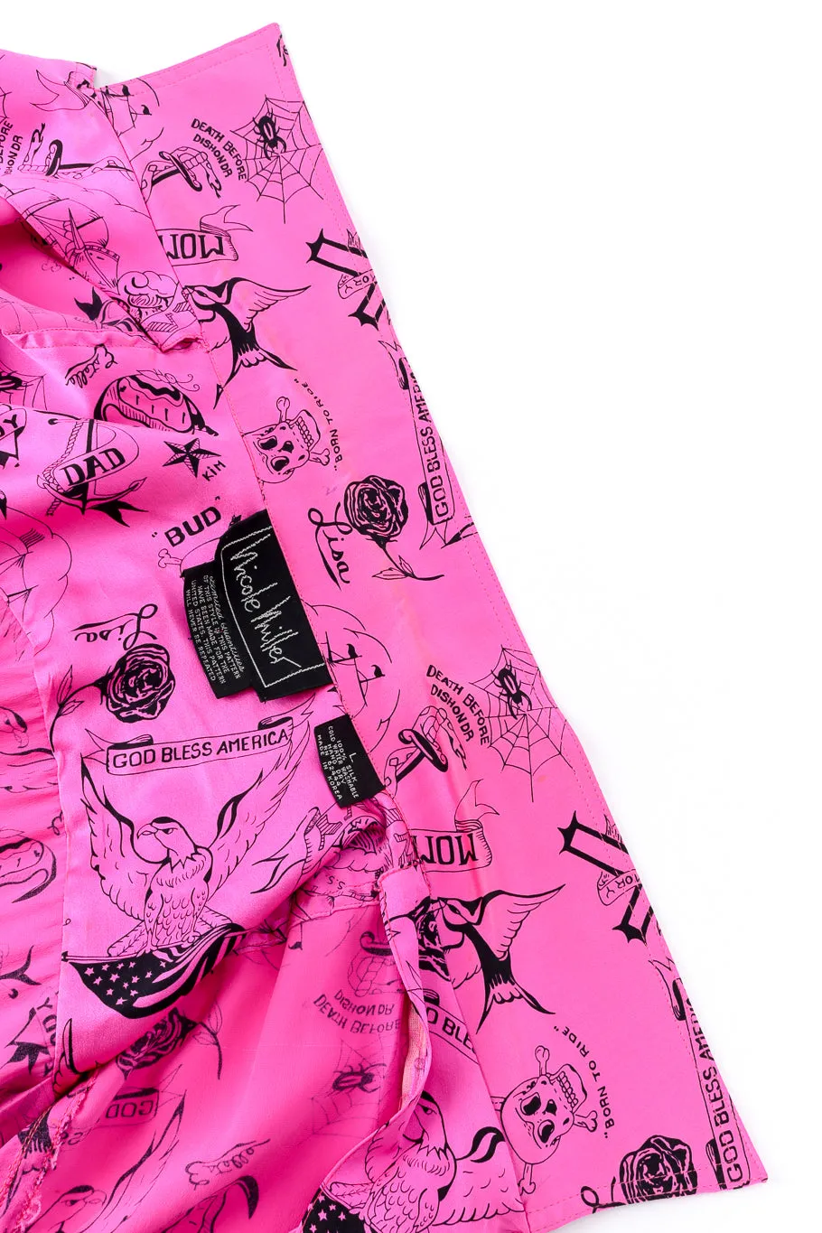 Tattoo Print Silk Button Up